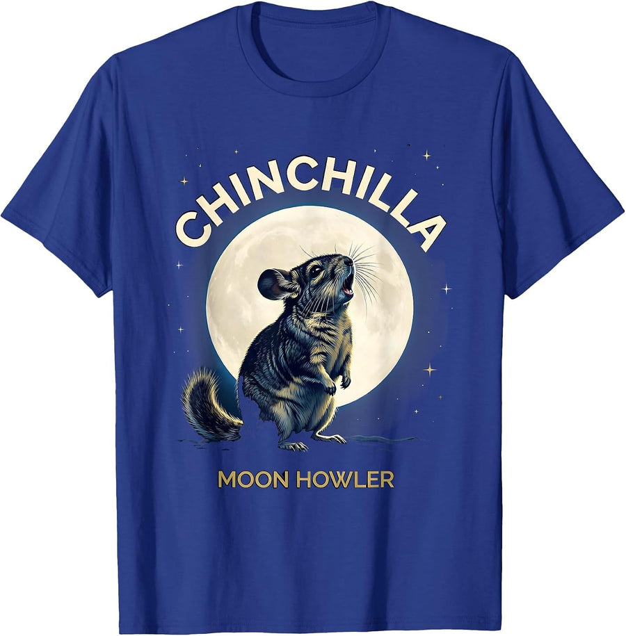 Chinchilla Moon Howler Cosmic Funny Small Mammal Pet Lover T-Shirt - Royal Blue