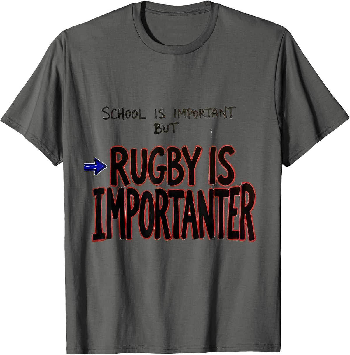 Men's School Is Important But Rugby Is Importanter Youth T-Shirt - Asphalt Grey