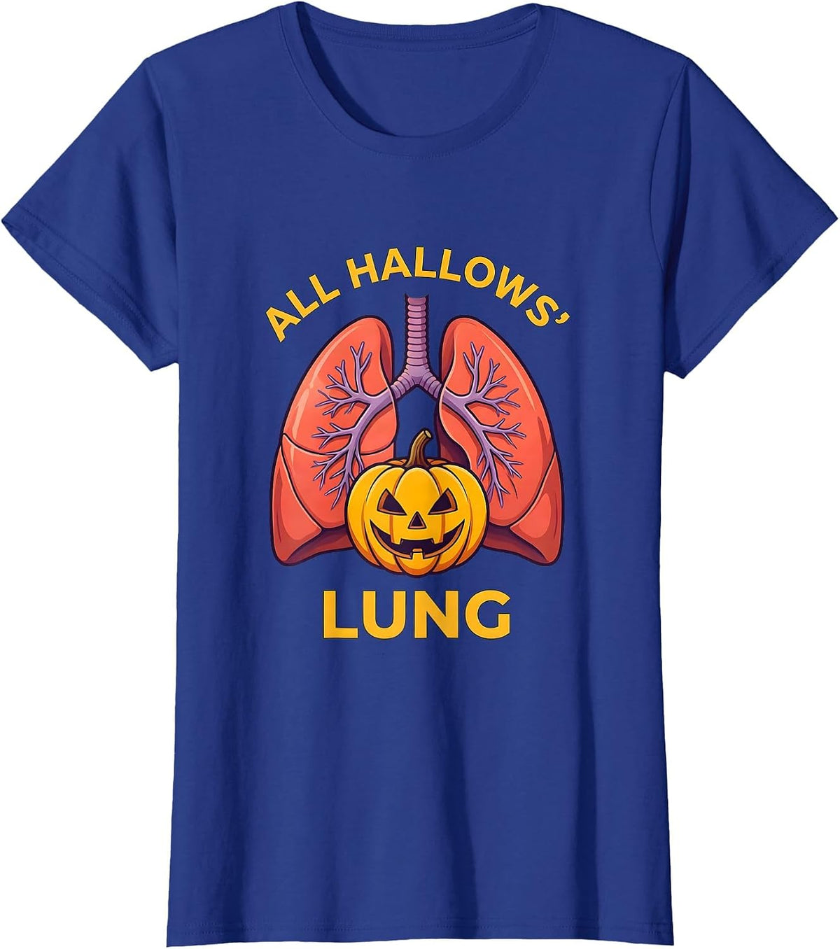 Women's All Hallows Lung Flat Vector Halloween Respiratory Therapist T-Shirt - Royal Blue