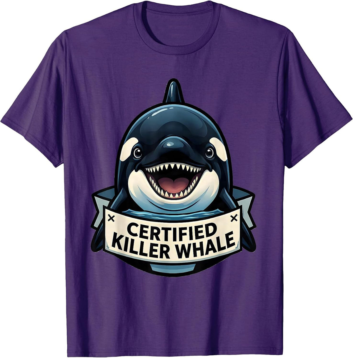 Certified Killer Whale Cartoon Orca Ocean Wildlife Lover T-Shirt - Purple