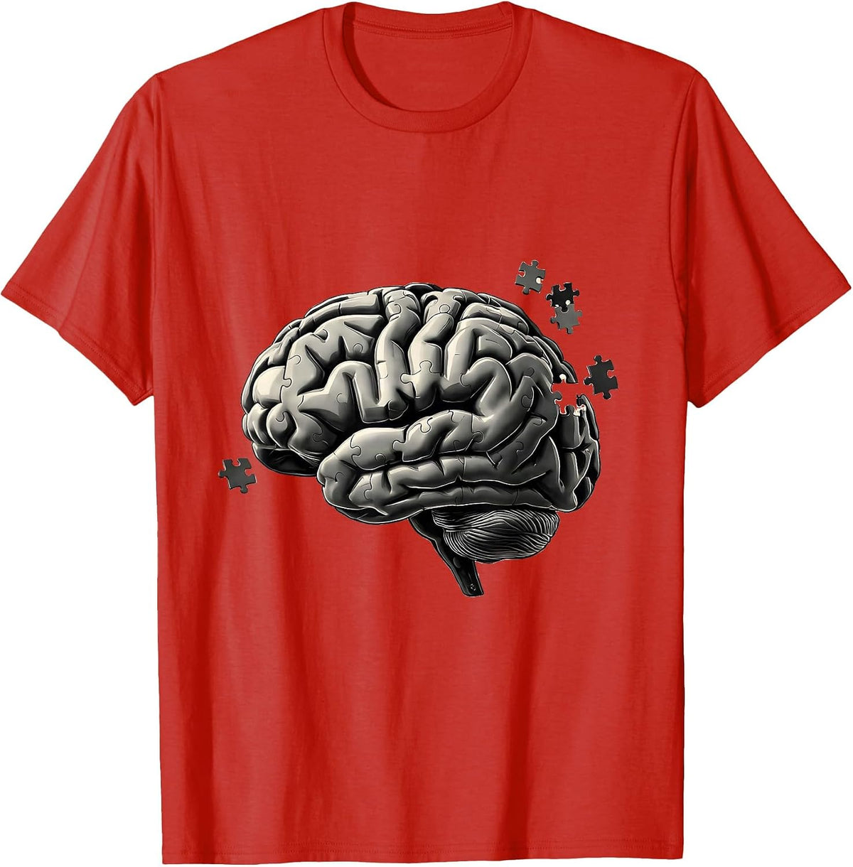 Men's English Teacher Brain Puzzle Pieces Graphic T-Shirt - Red