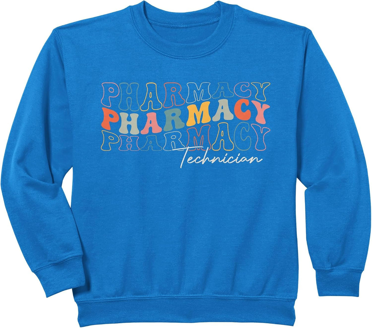 Funny Pharmacy Technician Pharmacy Squad Retro Groovy Sweatshirt - Royal Blue