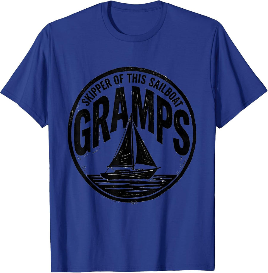 Skipper Of This Sailboat Gramps Funny Boat Captain Nautical T-Shirt - Royal Blue