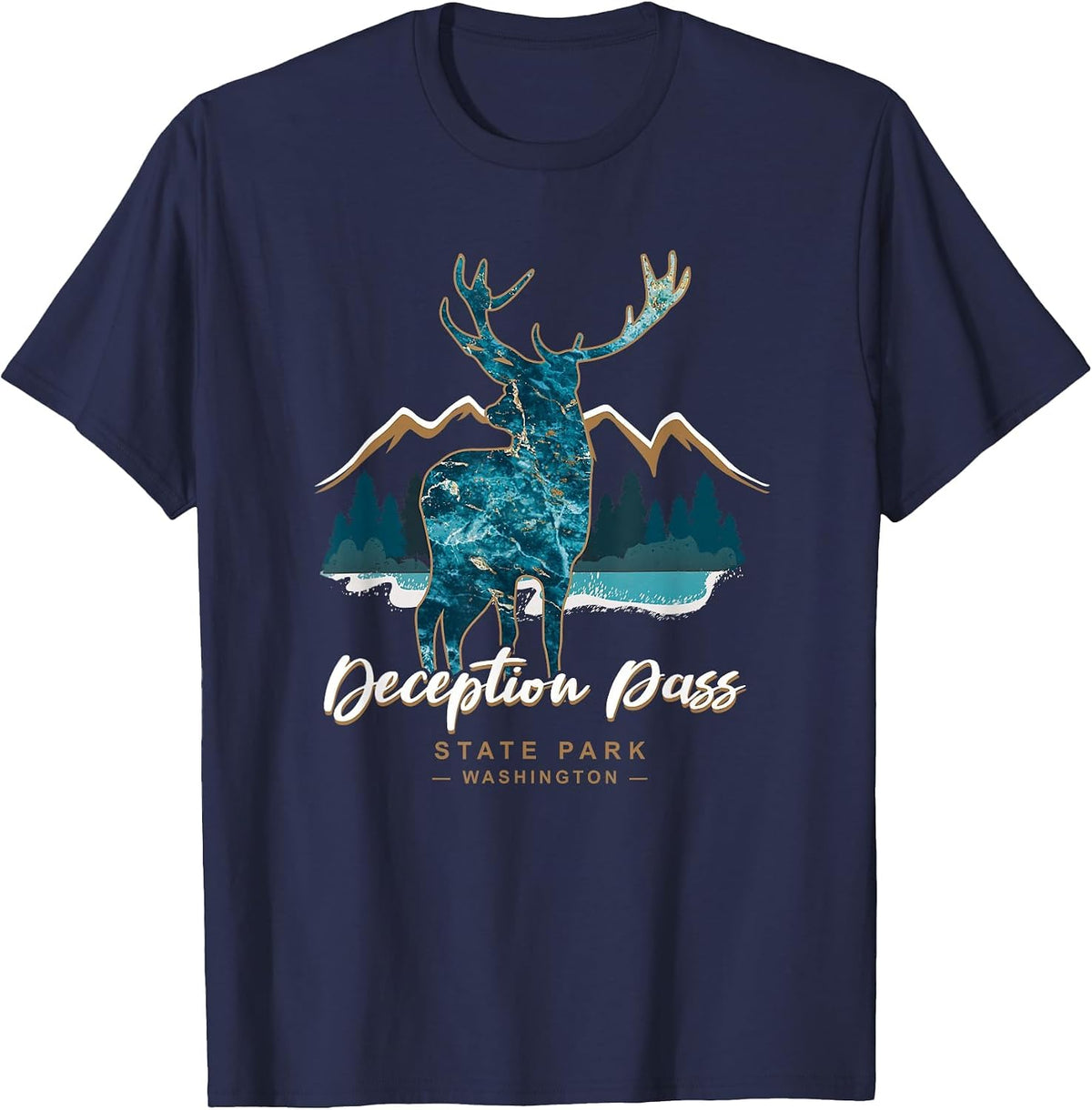 Deception Pass State Park Oak Harbor Washington USA Camping T-Shirt - Navy Blue