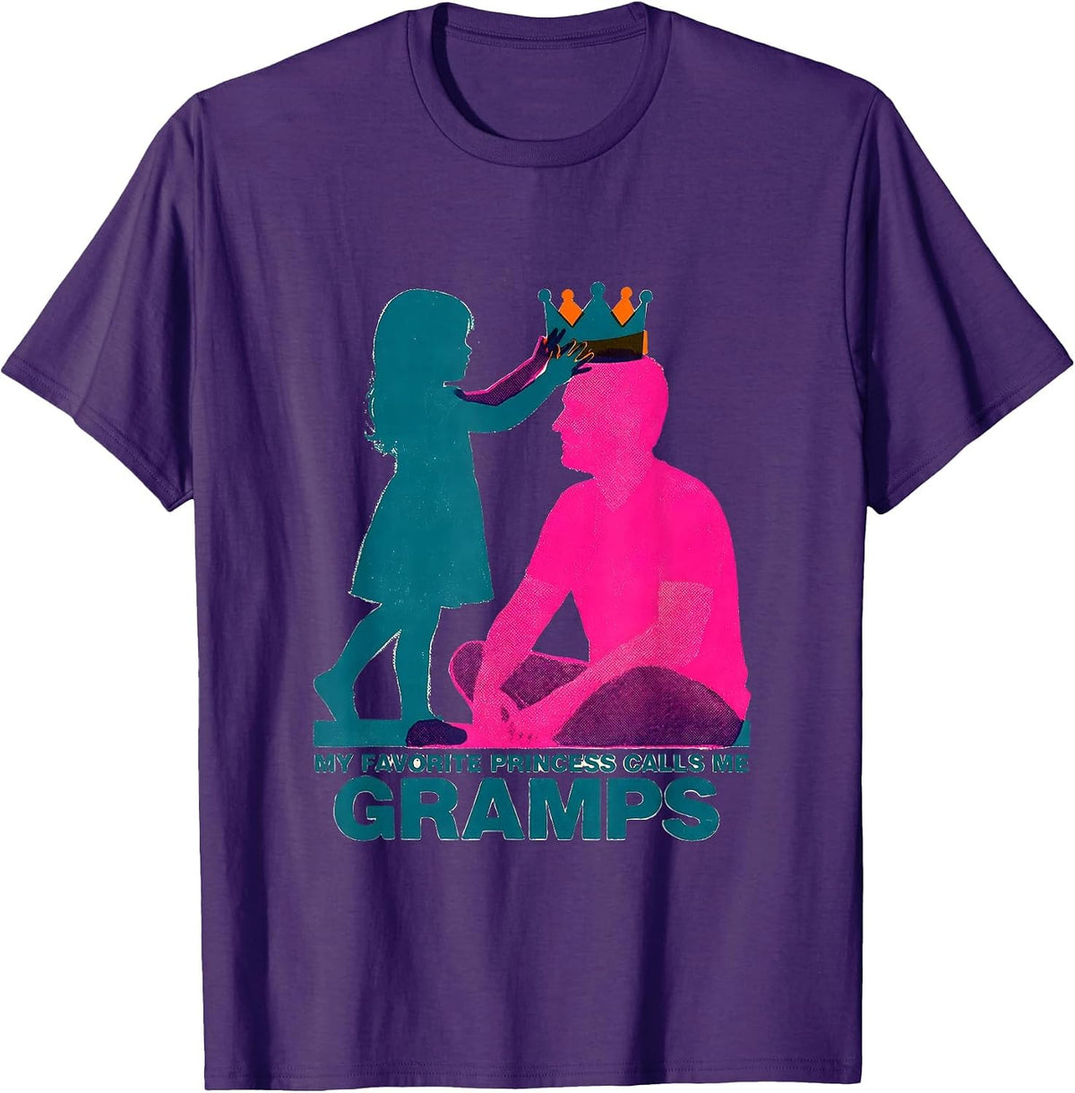 Men's My Favorite Princess Calls Me Gramps Funny Grandpa Family T-Shirt - Purple