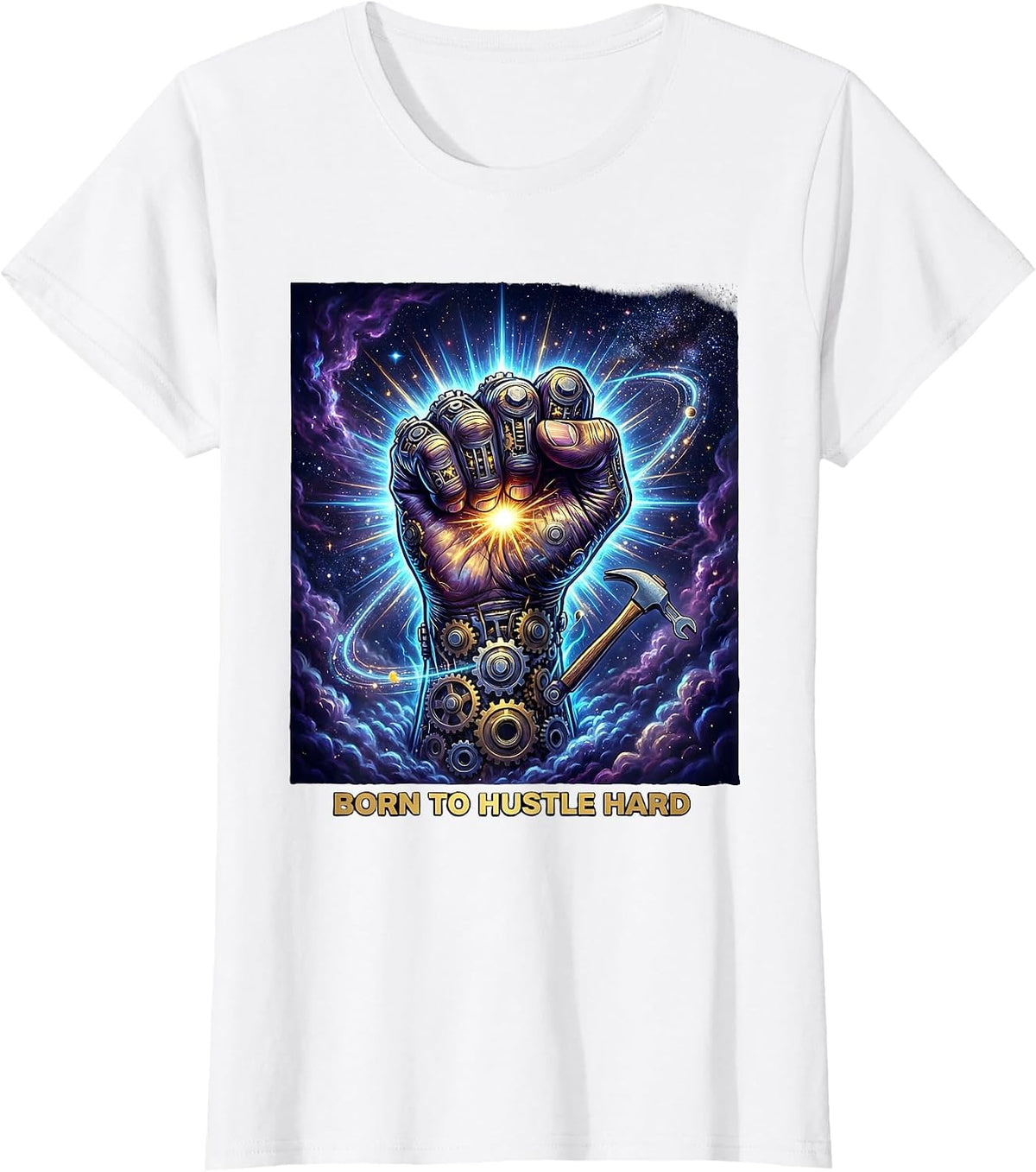 Born to Hustle Hard Labor Day Graphic Design T-Shirt - White