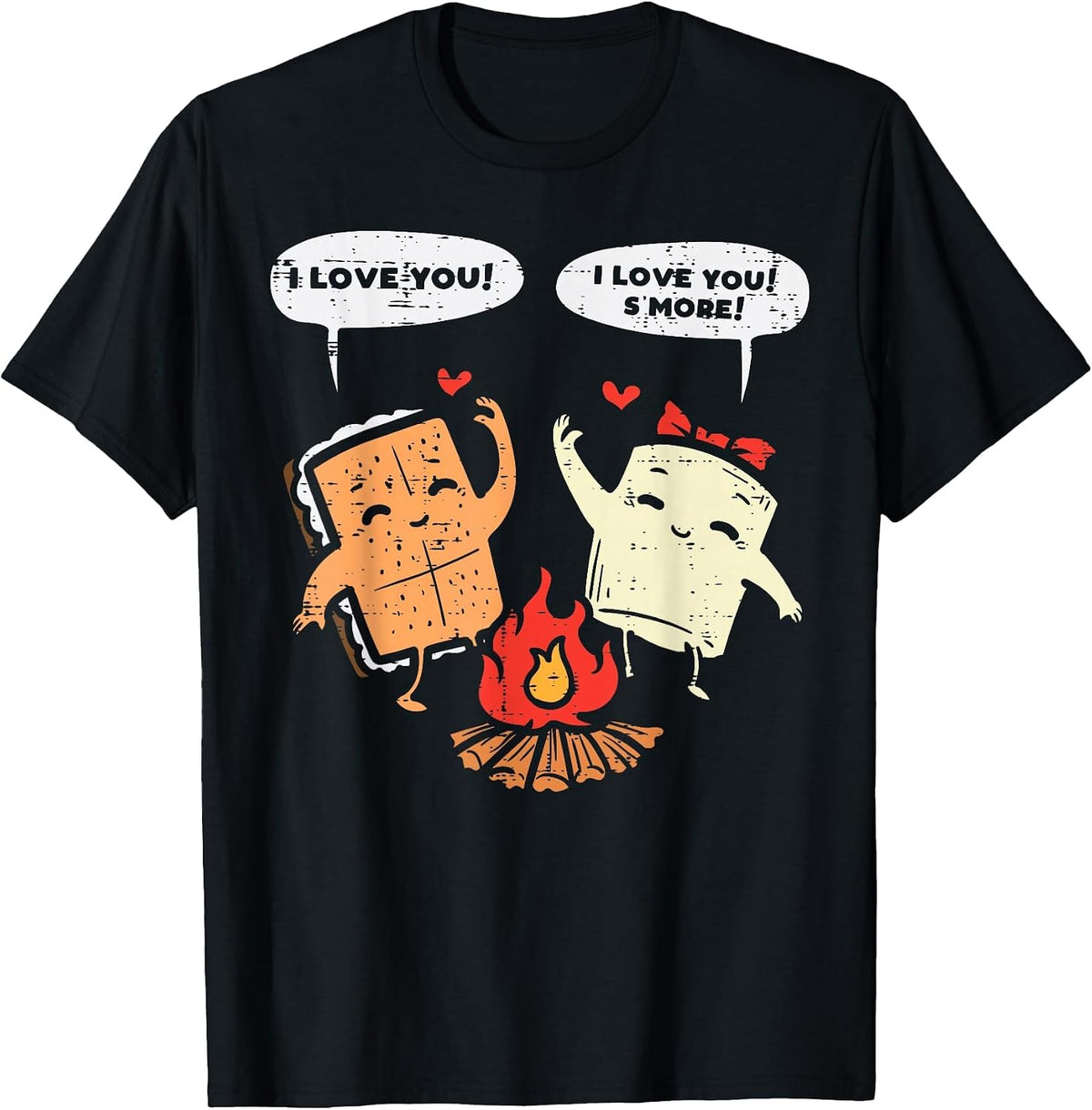 I Love You Smore Funny Camping Couple Camper Men Women Kids T-Shirt - Black
