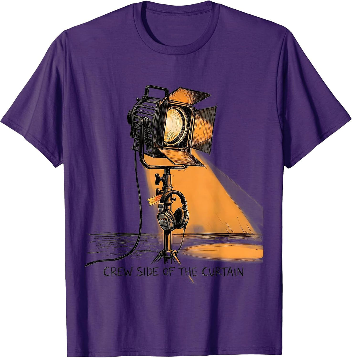 Crew Side Of The Curtain Musical Theatre Nerd Humor T-Shirt - Purple