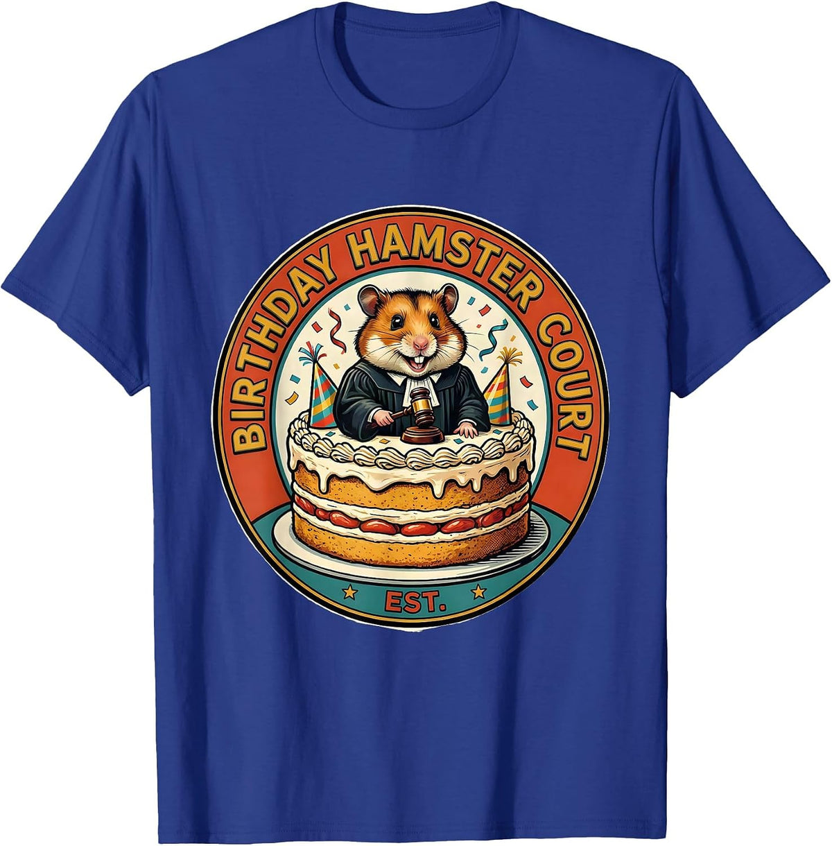 Men's Birthday Hamster Court Retro Advertising Mascot Cute Hamster T-Shirt - Royal Blue