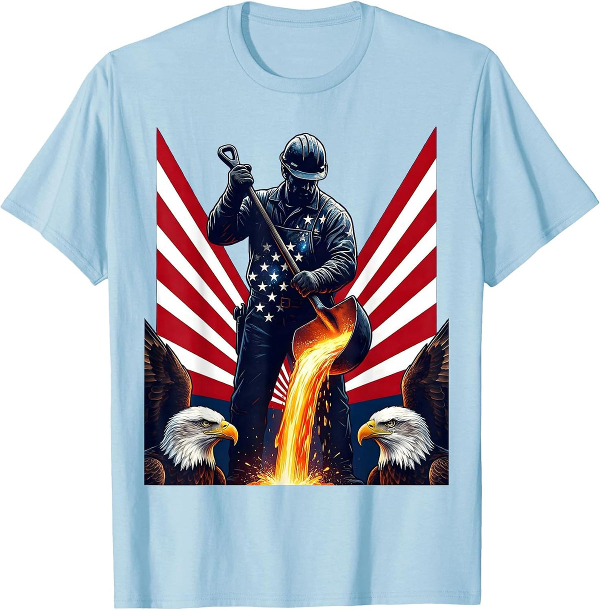 Men's Steelworker Molten Metal Foundry Graphic T-Shirt - Baby Blue