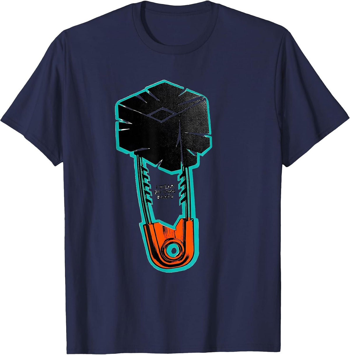 I Wear My Own Shape Risograph Bold Hustle Statement Graphic T-Shirt - Navy Blue