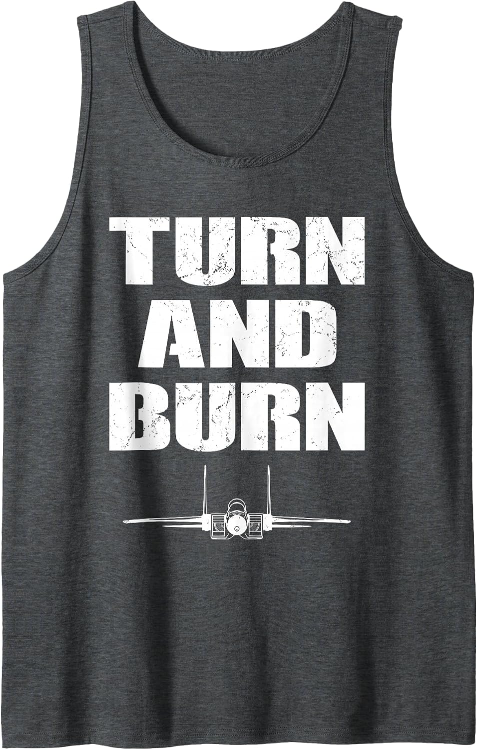 Turn and Burn Fighter Jet Tank Top - Dark Heather Grey