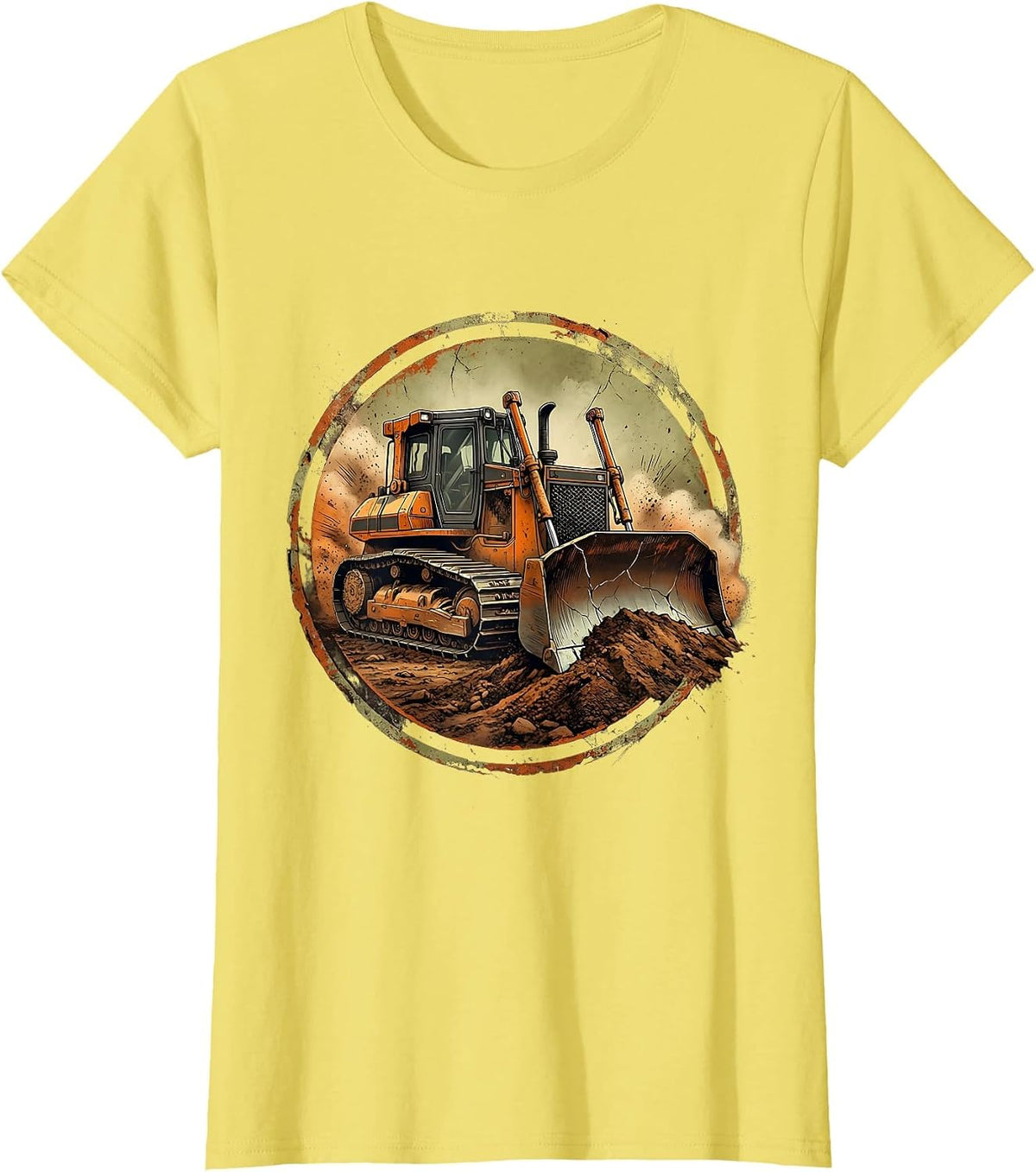 Labor Day Bulldozer Worksite Graphic Tee T-Shirt - Lemon Yellow