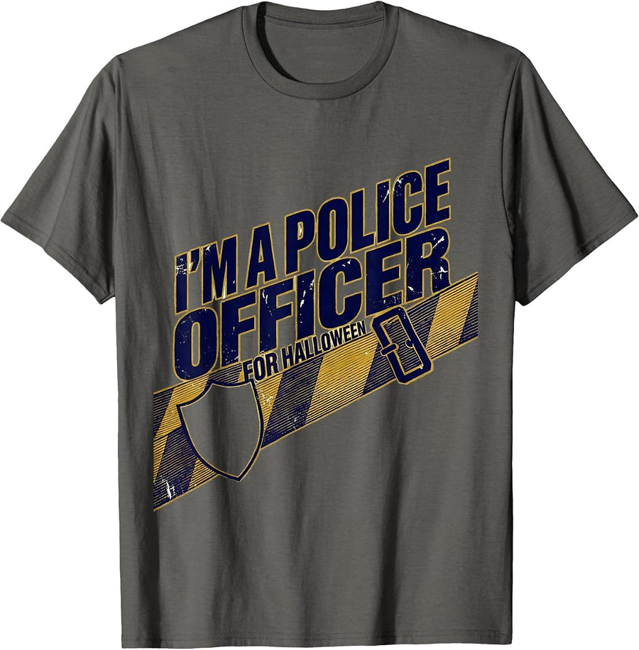 I'm A Police Officer For Halloween Costume Novelty Police T-Shirt, Men, Asphalt Grey, X-Large - As Pictured