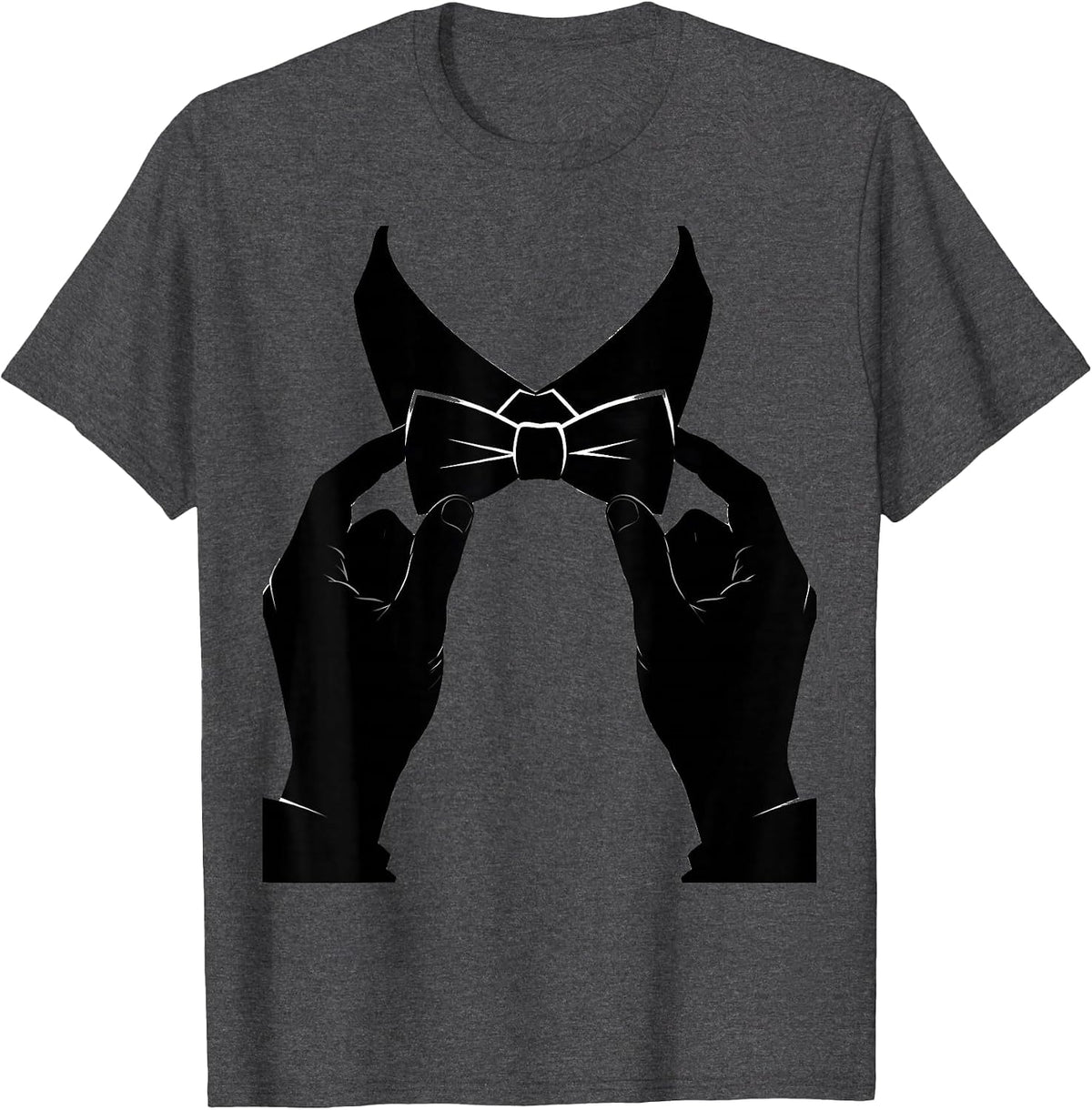 Classic Bow Tie Adjustment Tuxedo Graphic T-Shirt - Dark Heather Grey