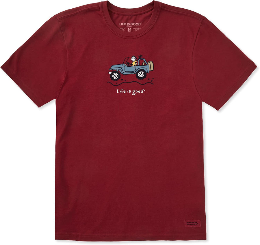 Life is Good Men's Crusher T-Shirts, Short Sleeve Cotton Crew Neck Graphic Tee Shirt, Off-Road Jake - 3X-Large Adirondack Red