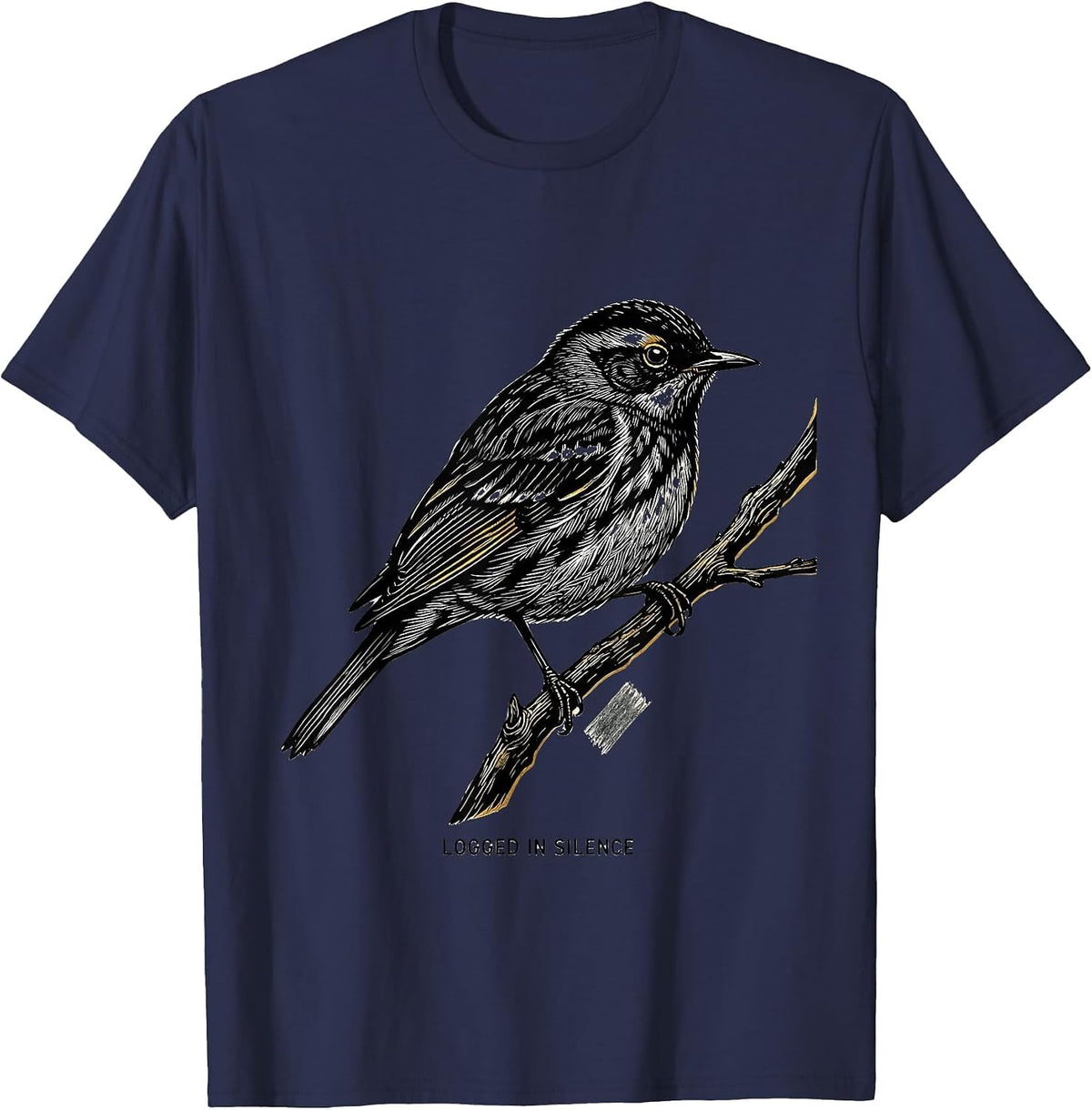 Logged In Silence Funny Birdwatching Bird Watcher T-Shirt - Navy Blue
