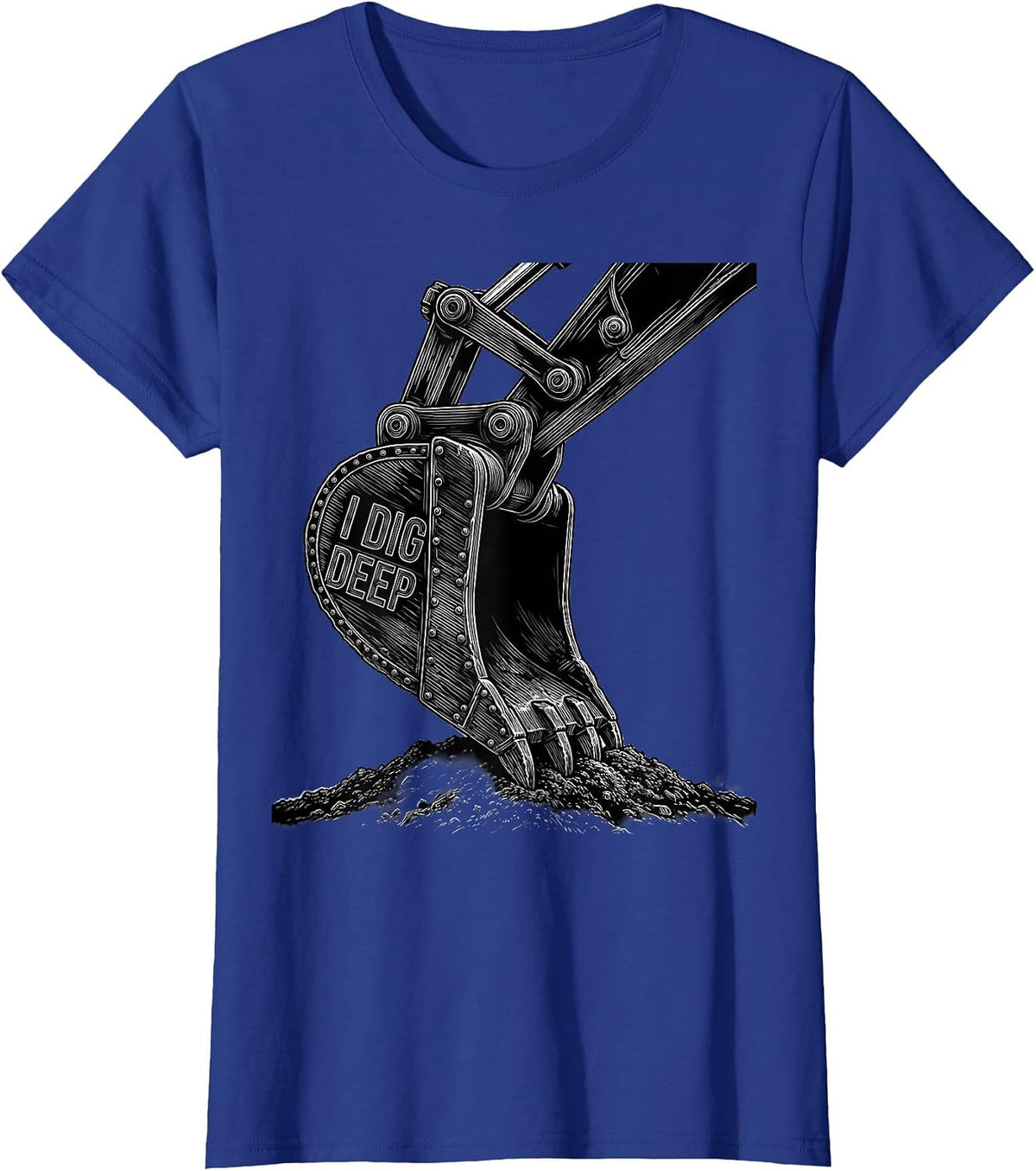 Women's I Dig Deep Line Art Heavy Equipment Operator Excavator T-Shirt - Royal Blue