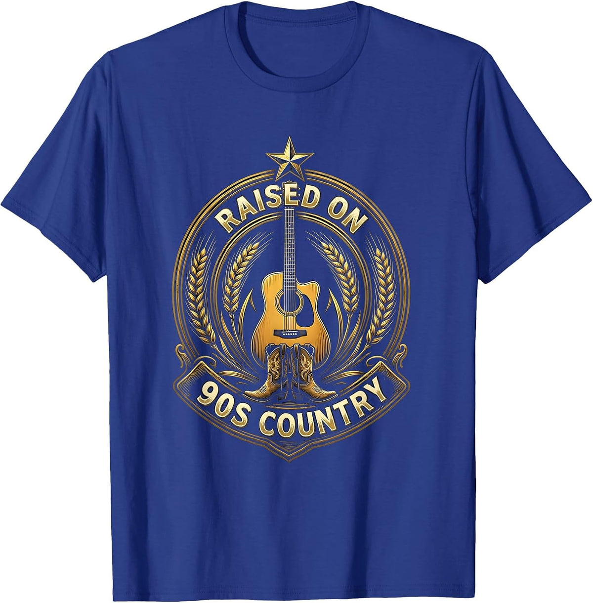 Raised on 90s Country Music Graphic Design T-Shirt - Royal Blue
