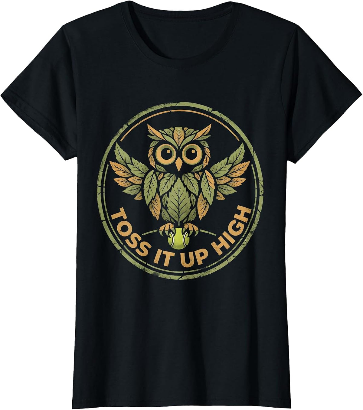 Toss It Up High Tennis Graphic Design T-Shirt - Black