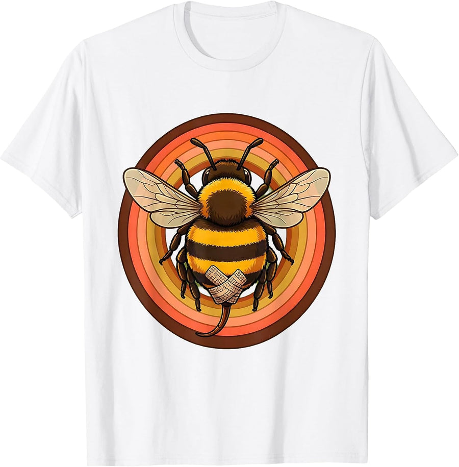 School Nurse Bee with Bandage Graphic Tee T-Shirt - White