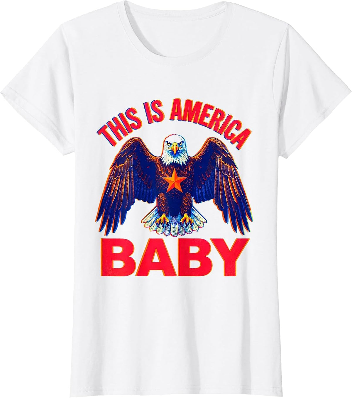 This Is America Baby Patriotic Graphic Design T-Shirt, Women, White, X-Small - As Pictured