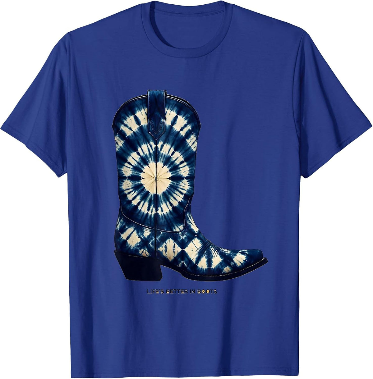 Men's Life's Better In Boots Cowboy Design T-Shirt - Royal Blue