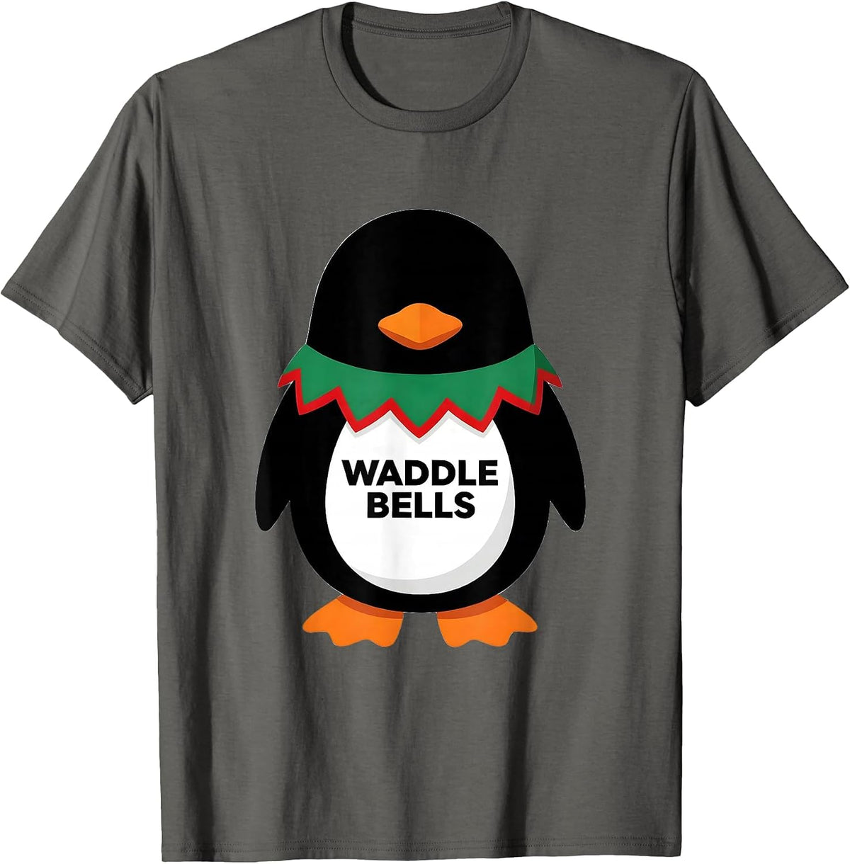 Men's Waddle Bells Funny Penguin Lover Christmas Humor Cute T-Shirt - Asphalt Grey