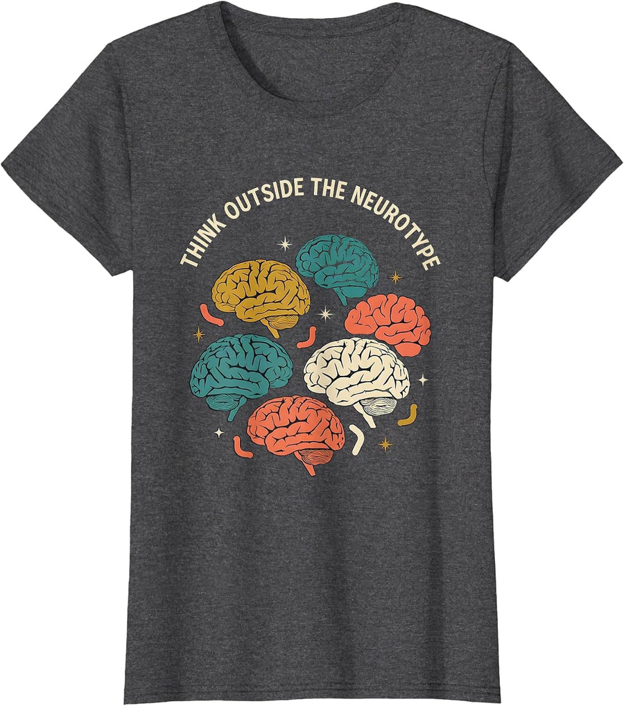 Women's Think Outside the Neurotype Neurodiversity Design T-Shirt - Dark Heather Grey