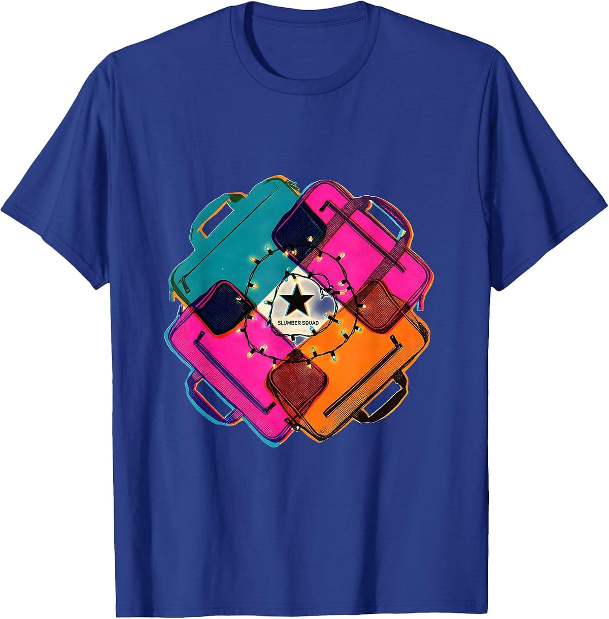 Slumber Squad Risograph Playful Matching Slumber Party Crew T-Shirt - Royal Blue
