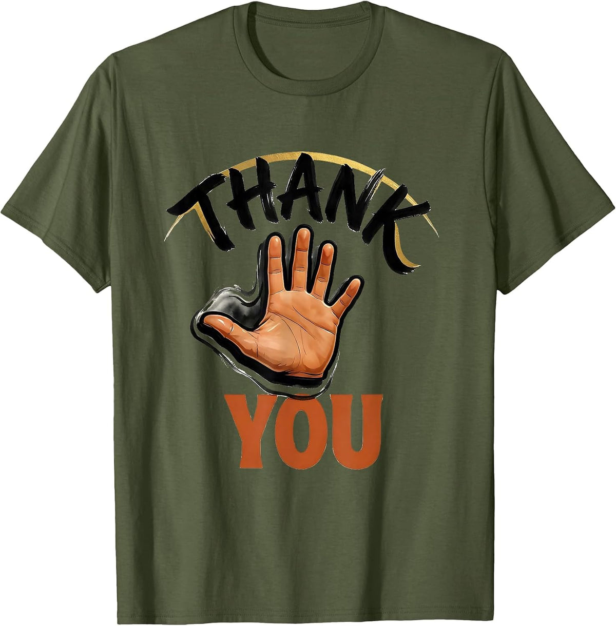 Thank You Sign Language Teacher Deaf Awareness ASL T-Shirt - Olive Green