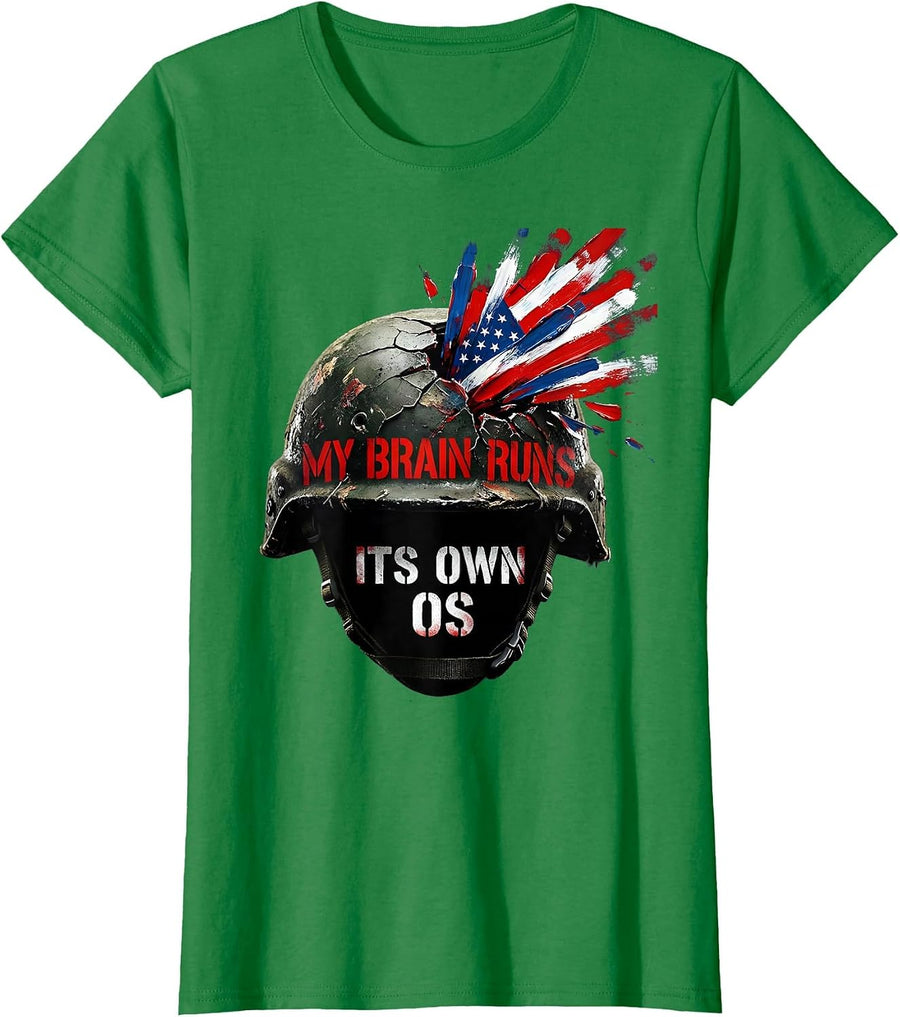Women's My Brain Runs Its Own OS Neurodiversity Design T-Shirt - Kelly Green