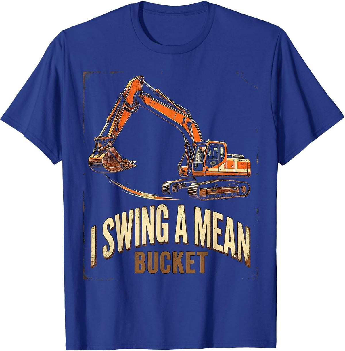 I Swing A Mean Bucket Vintage Construction Worker T-Shirt - Royal Blue