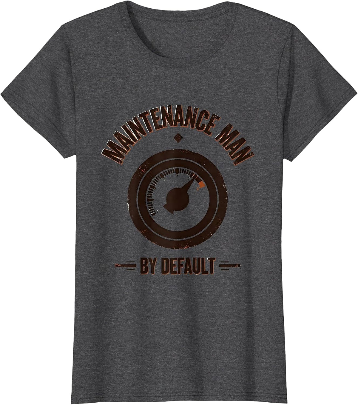 Women's Maintenance Man By Default Vintage HVAC Technician Workplace T-Shirt - Dark Heather Grey