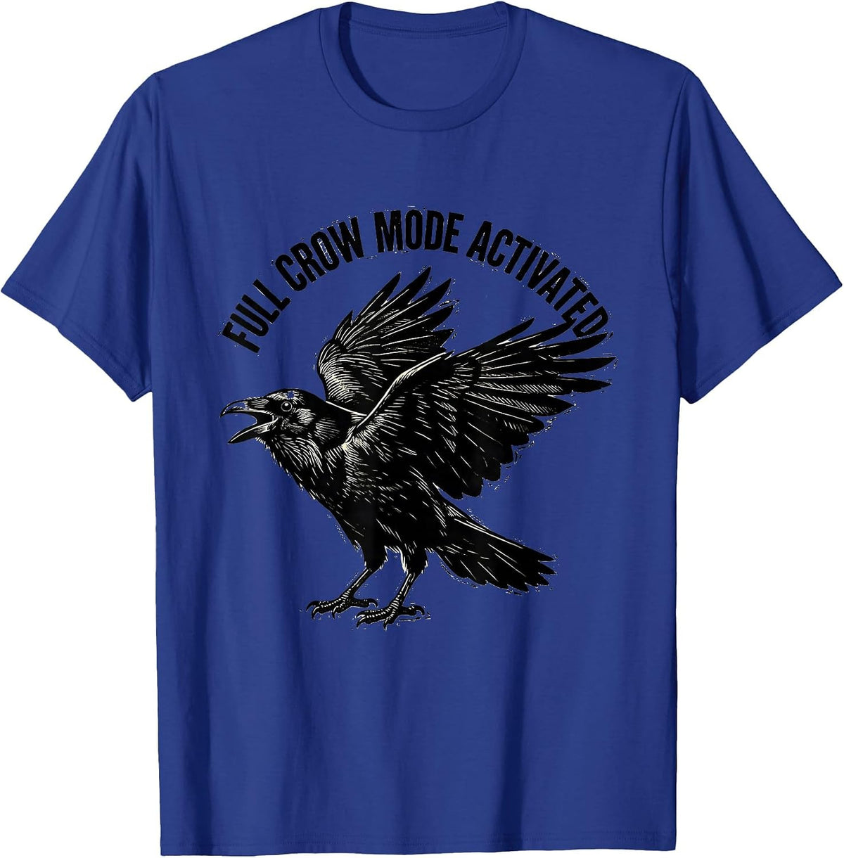 Men's Full Crow Mode Activated Funny Bird Design T-Shirt - Royal Blue