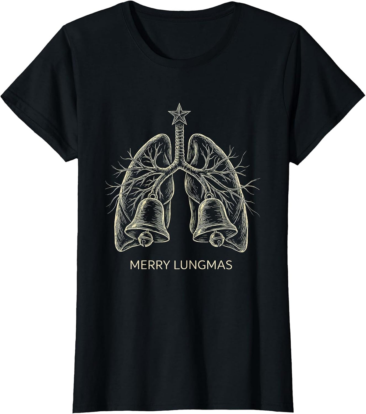 Merry Lungmas Respiratory Therapist Holiday Humor T-Shirt - Black