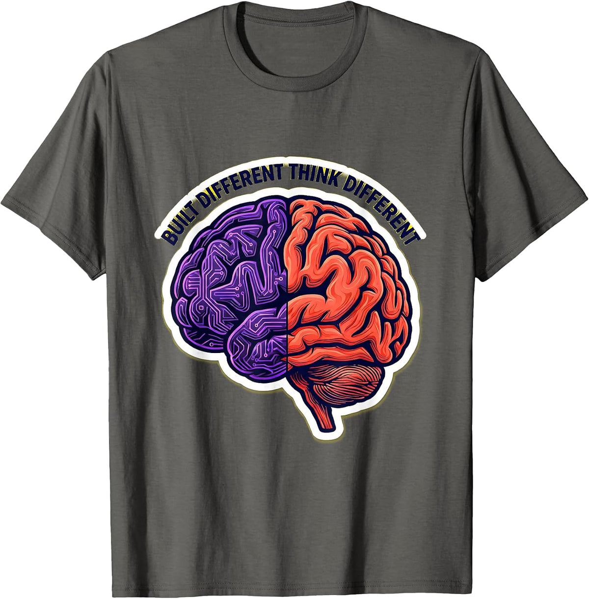 Built Different Think Different Neurodiversity Design T-Shirt - Asphalt Grey