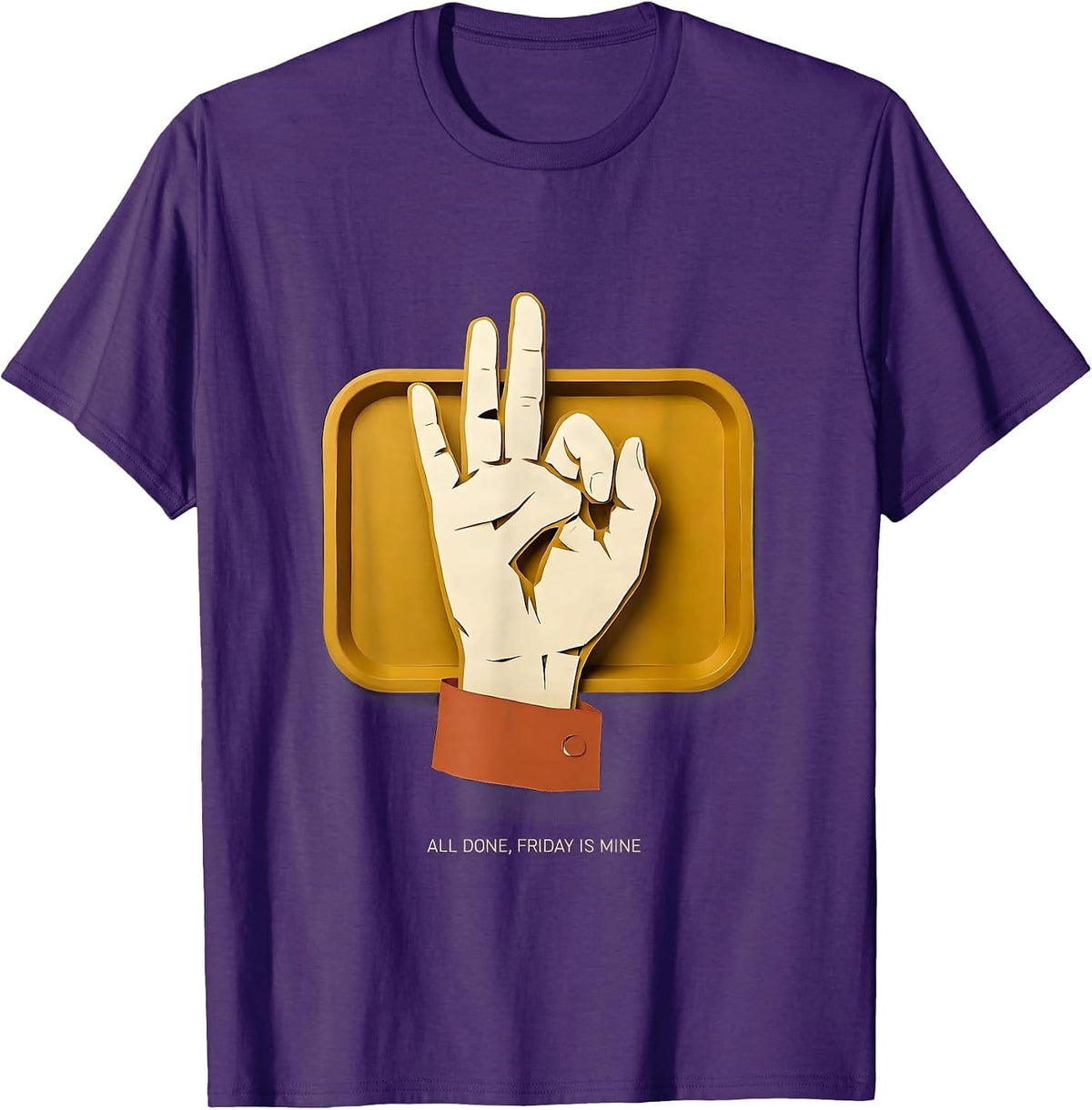 All Done Friday Is Mine Paper Cutout ASL Teacher Inclusion T-Shirt - Purple