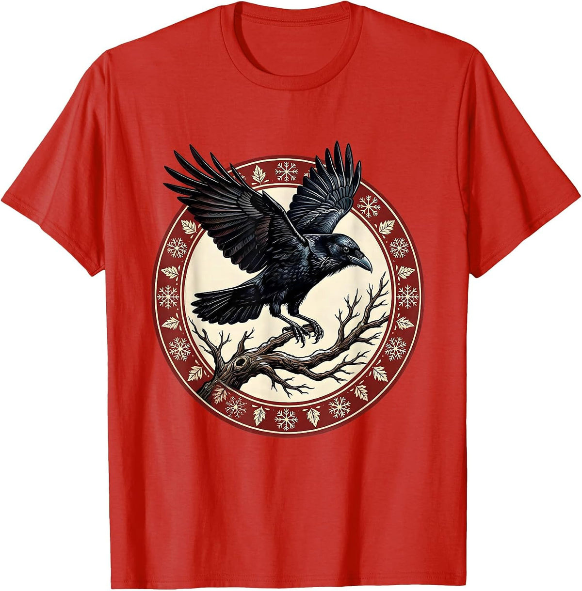 Men's Crow Launching From Bare Winter Branch T-Shirt - Red