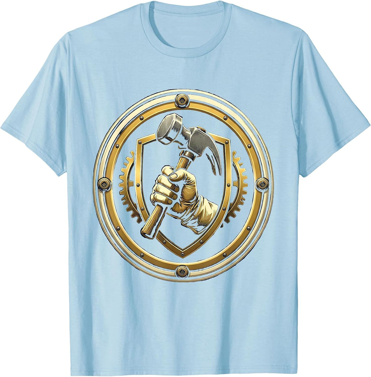 Men's Gloved Fist Sledgehammer Graphic T-Shirt - Baby Blue
