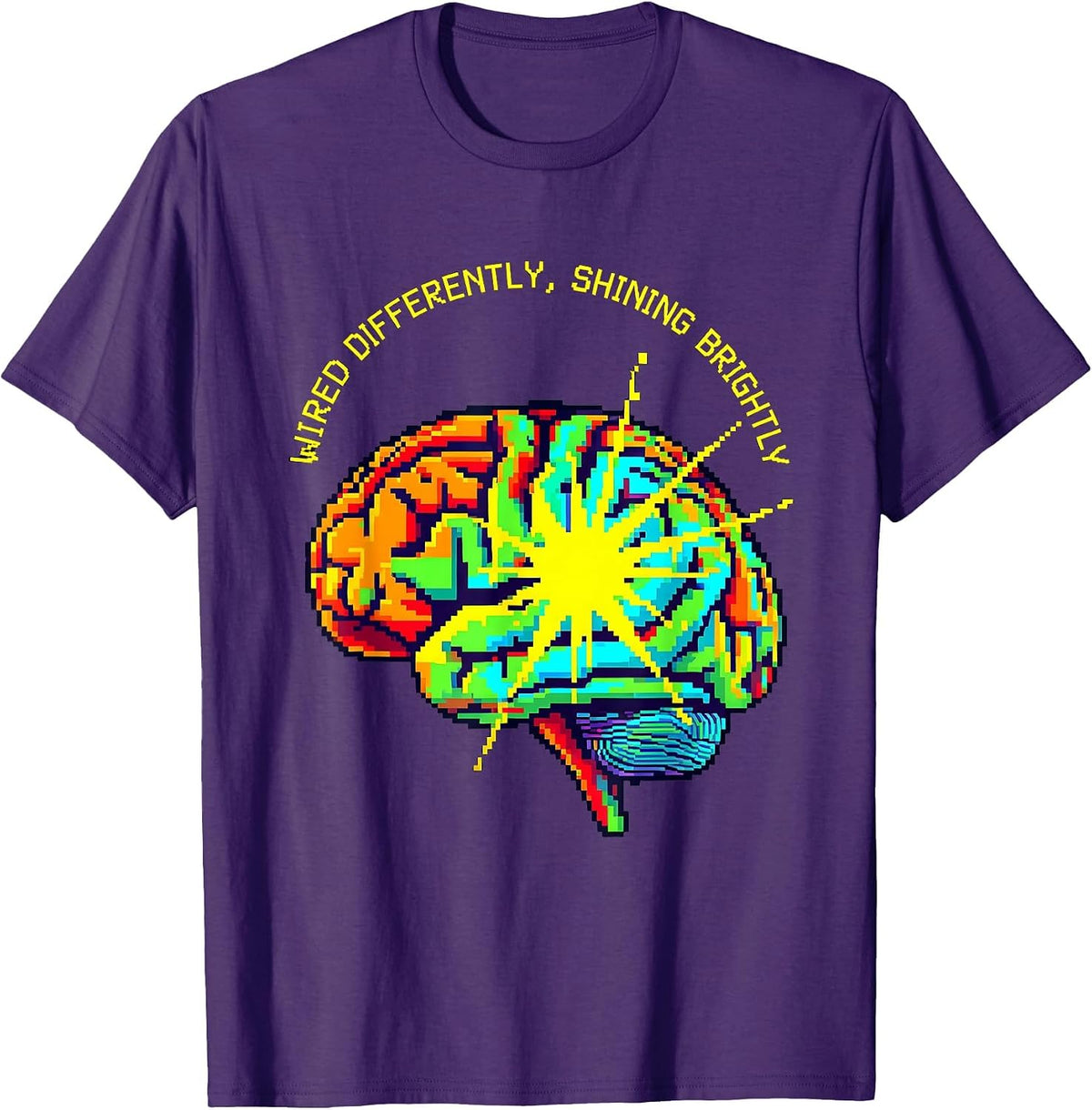 Wired Differently Shining Brightly Neurodiversity T-Shirt - Purple