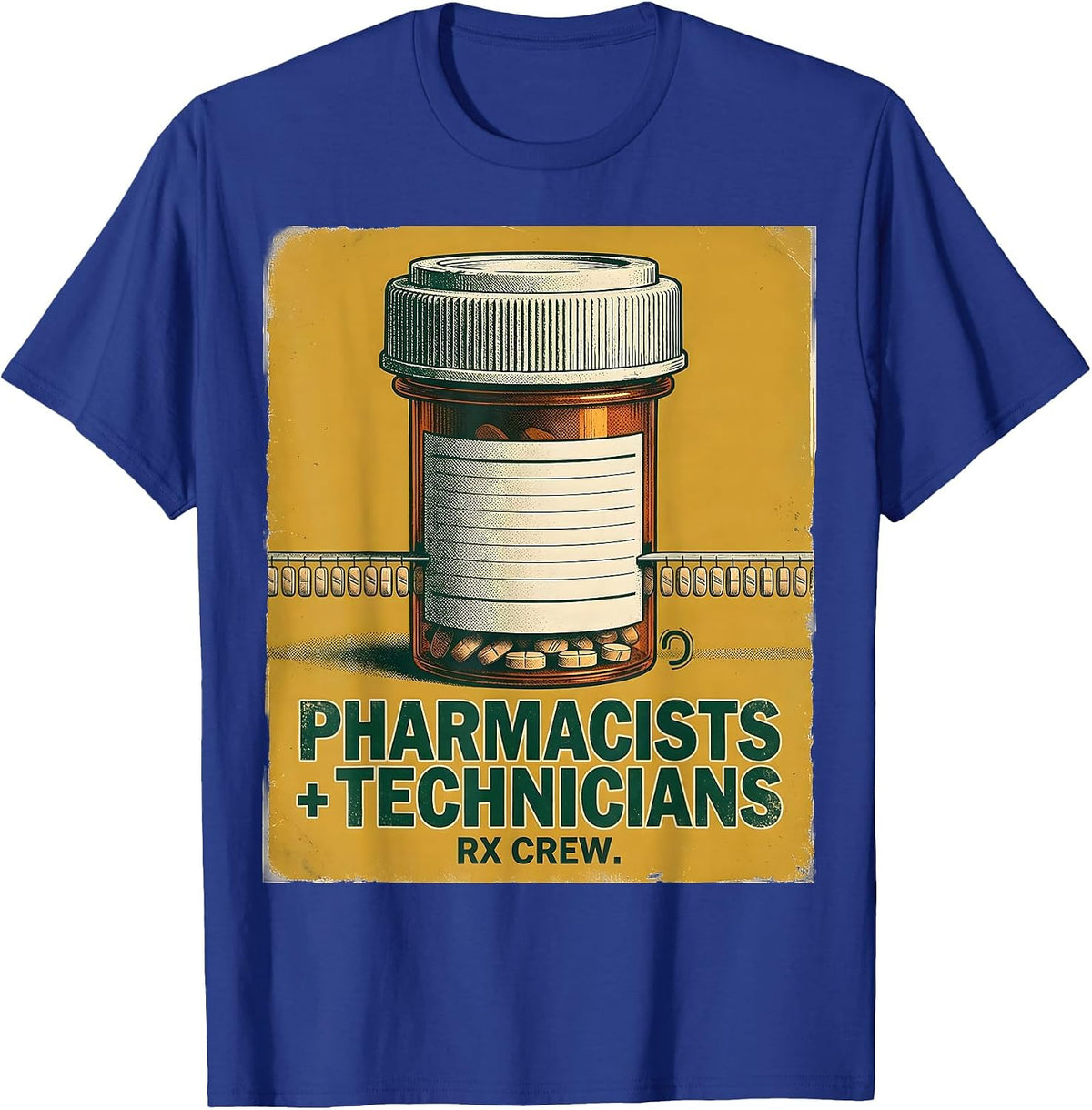 Men's Pharmacists + Technicians, Rx Crew Vintage Pharmacy Squad T-Shirt - Royal Blue