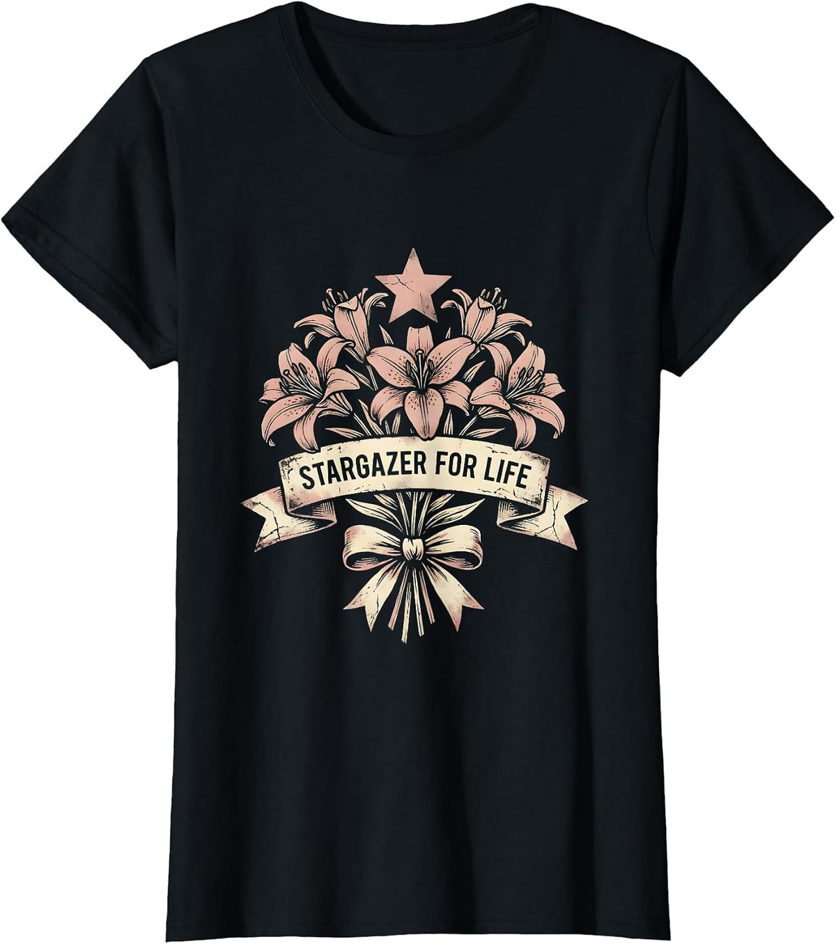 Stargazer For Life Astronomy Night Sky Design T-Shirt - Black