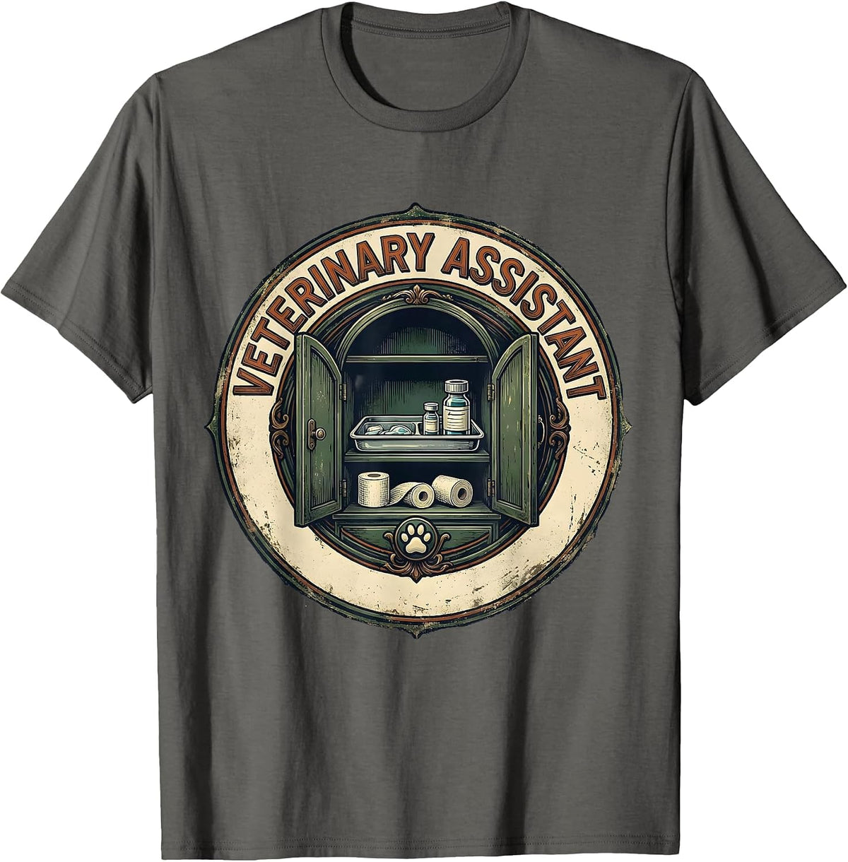 Veterinary Assistant Vintage Vet Tech Gift Occupational T-Shirt - Asphalt Grey