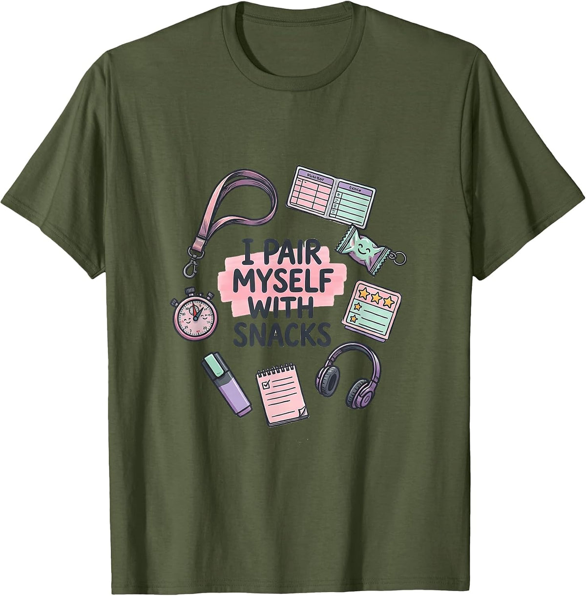 Men's I Pair Myself With Snacks Funny Special Education Teacher T-Shirt - Olive Green
