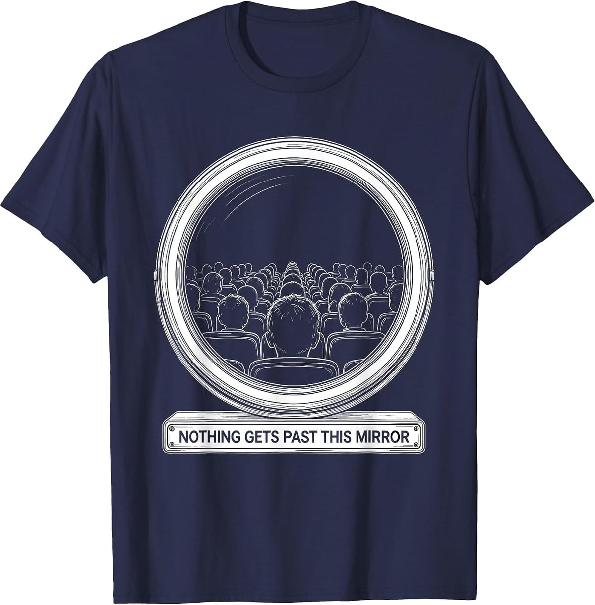 Men's Nothing Gets Past This Mirror Funny School Bus Driver Humor T-Shirt - Navy Blue