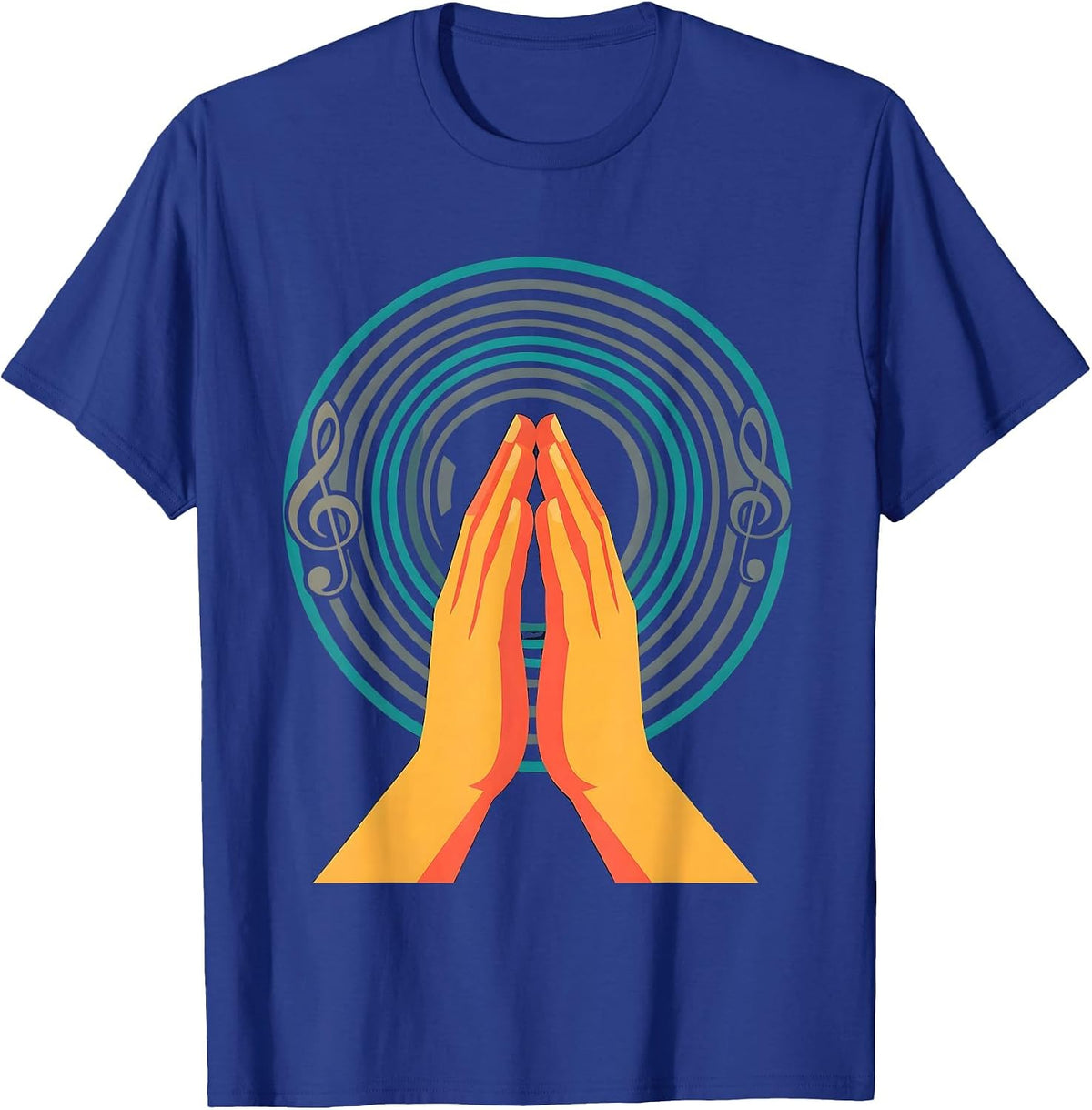 Music Teacher Clapping Hands Sound Wave Graphic T-Shirt - Royal Blue