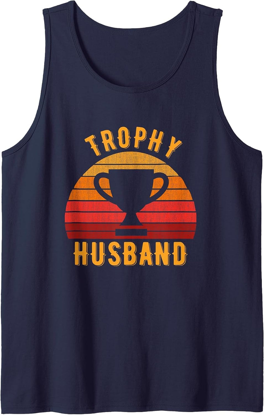 Funny Design of Trophy Husband for Cool man Sleeveless Tank Top - Navy Blue
