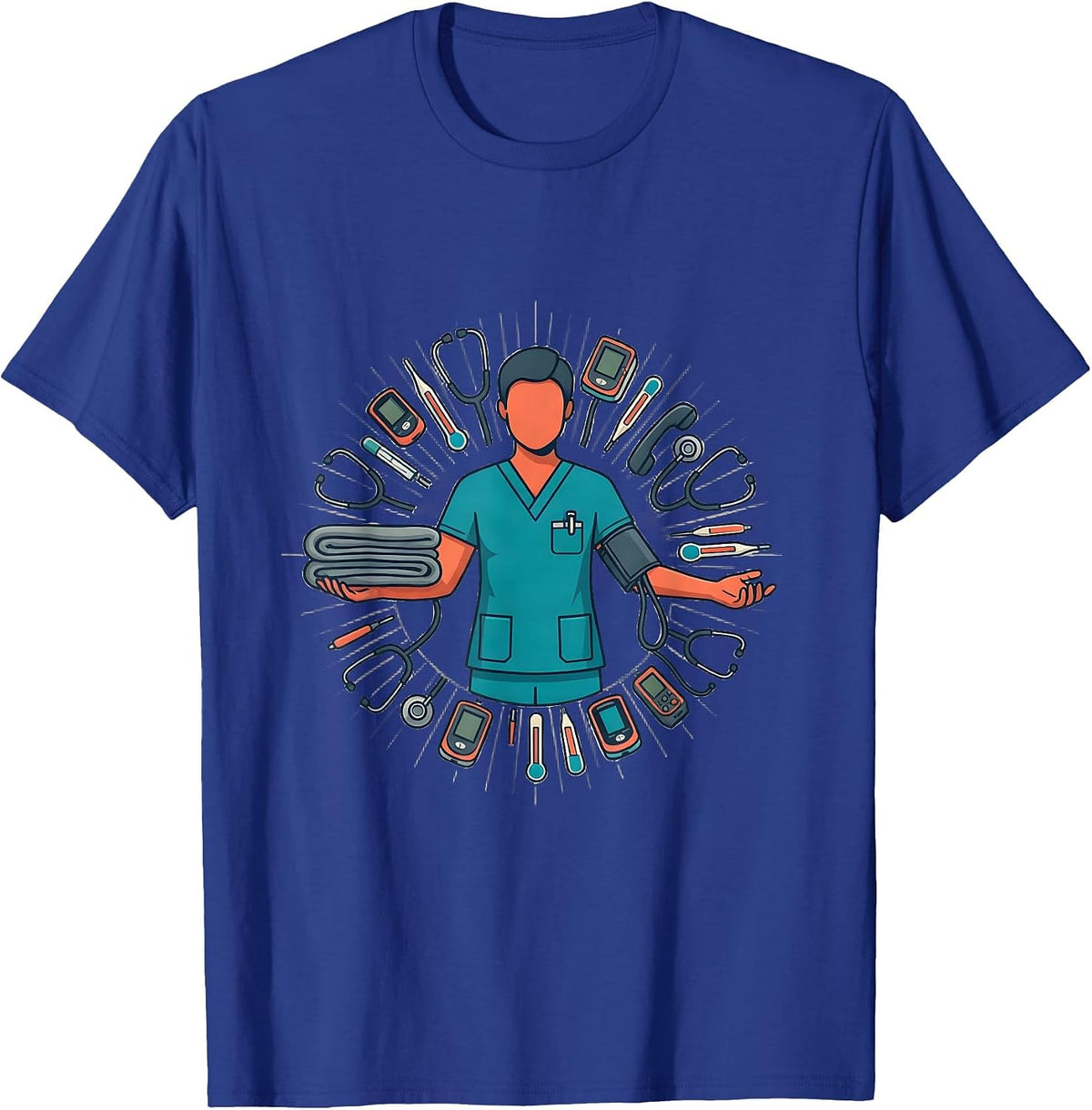 Patient Care Technician Appreciation Week Gift Flat Vector T-Shirt - Royal Blue
