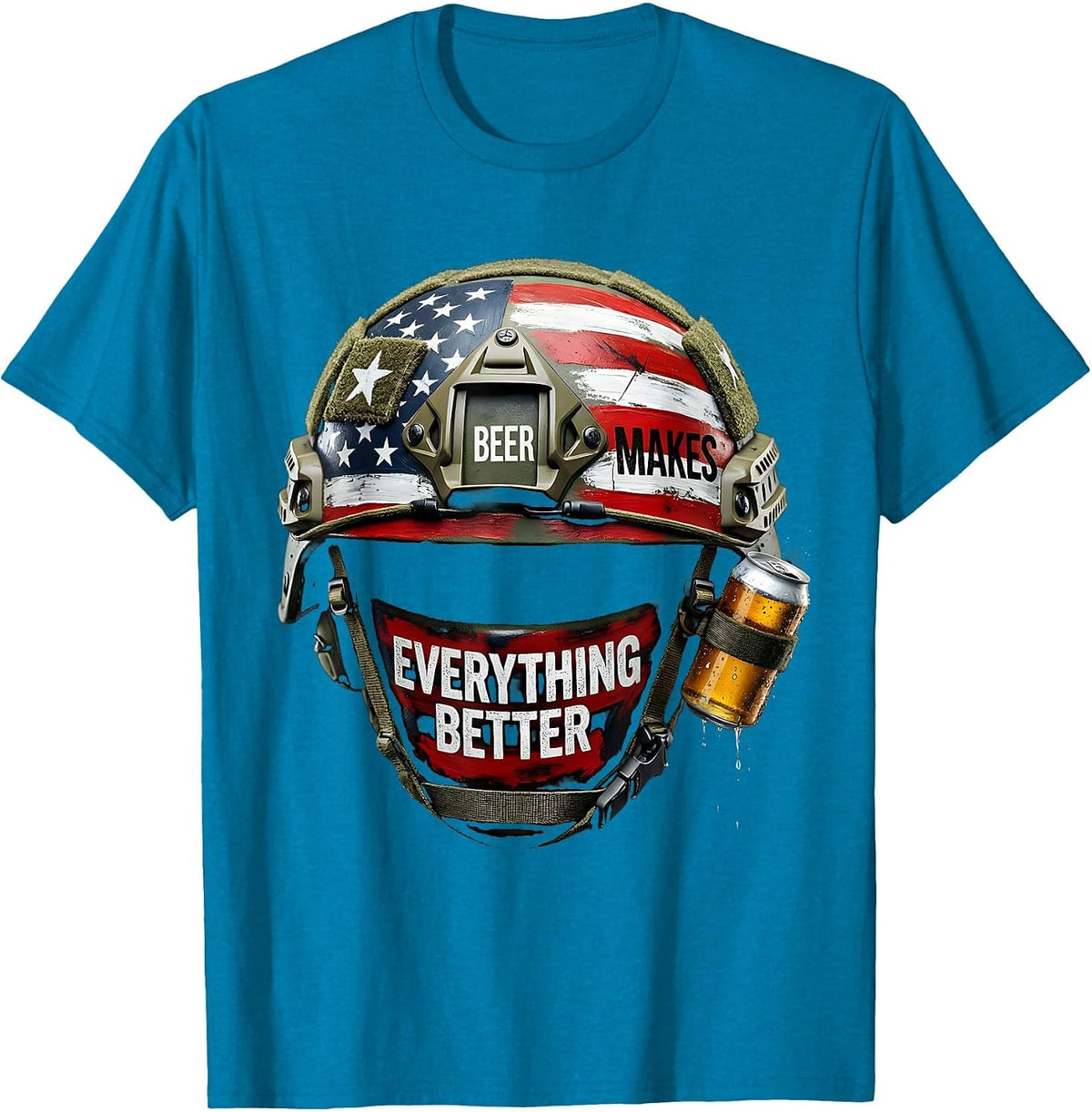 Beer Makes Everything Better Funny Drinking Design T-Shirt - Sapphire Blue